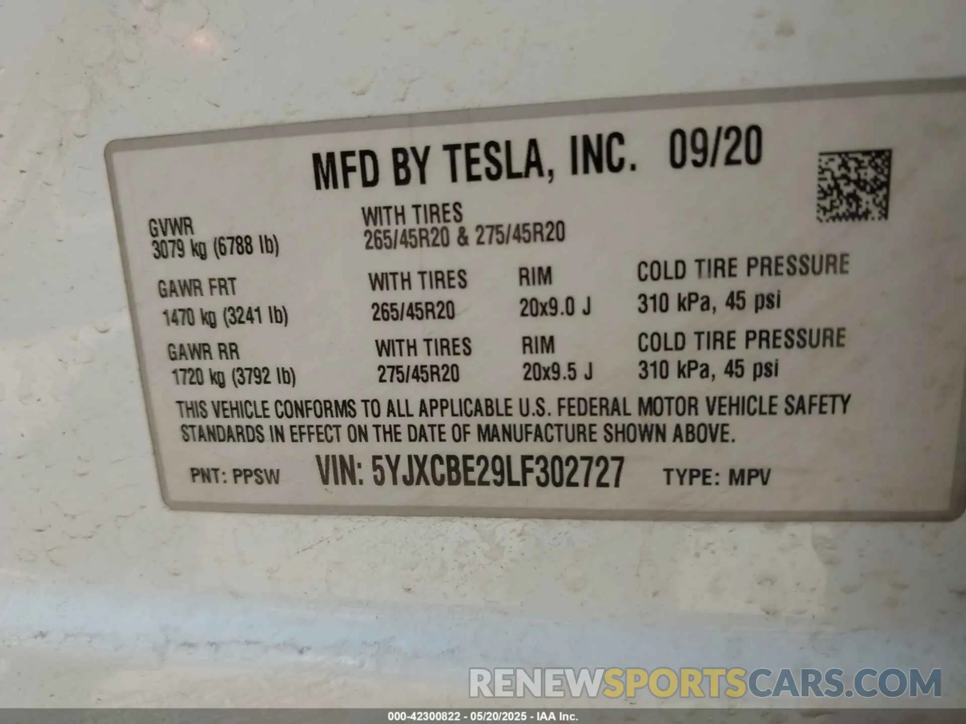 9 Photograph of a damaged car 5YJXCBE29LF302727 TESLA MODEL X 2020