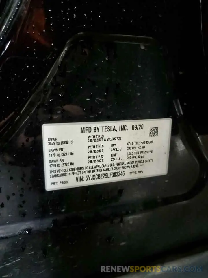 14 Photograph of a damaged car 5YJXCBE29LF303246 TESLA MODEL X 2020