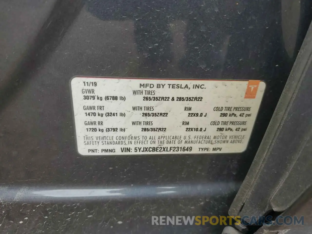 12 Photograph of a damaged car 5YJXCBE2XLF231649 TESLA MODEL X 2020