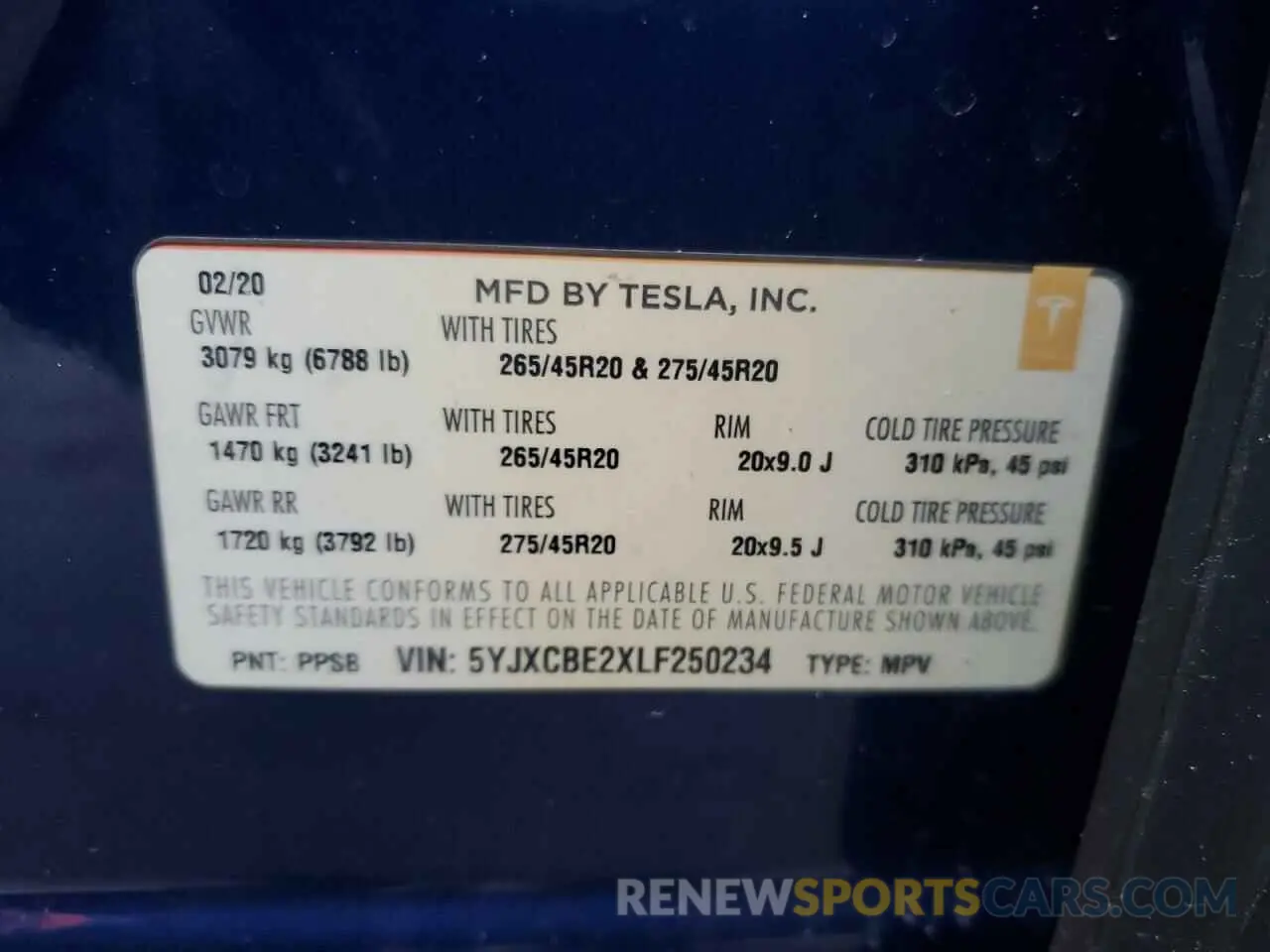14 Photograph of a damaged car 5YJXCBE2XLF250234 TESLA MODEL X 2020
