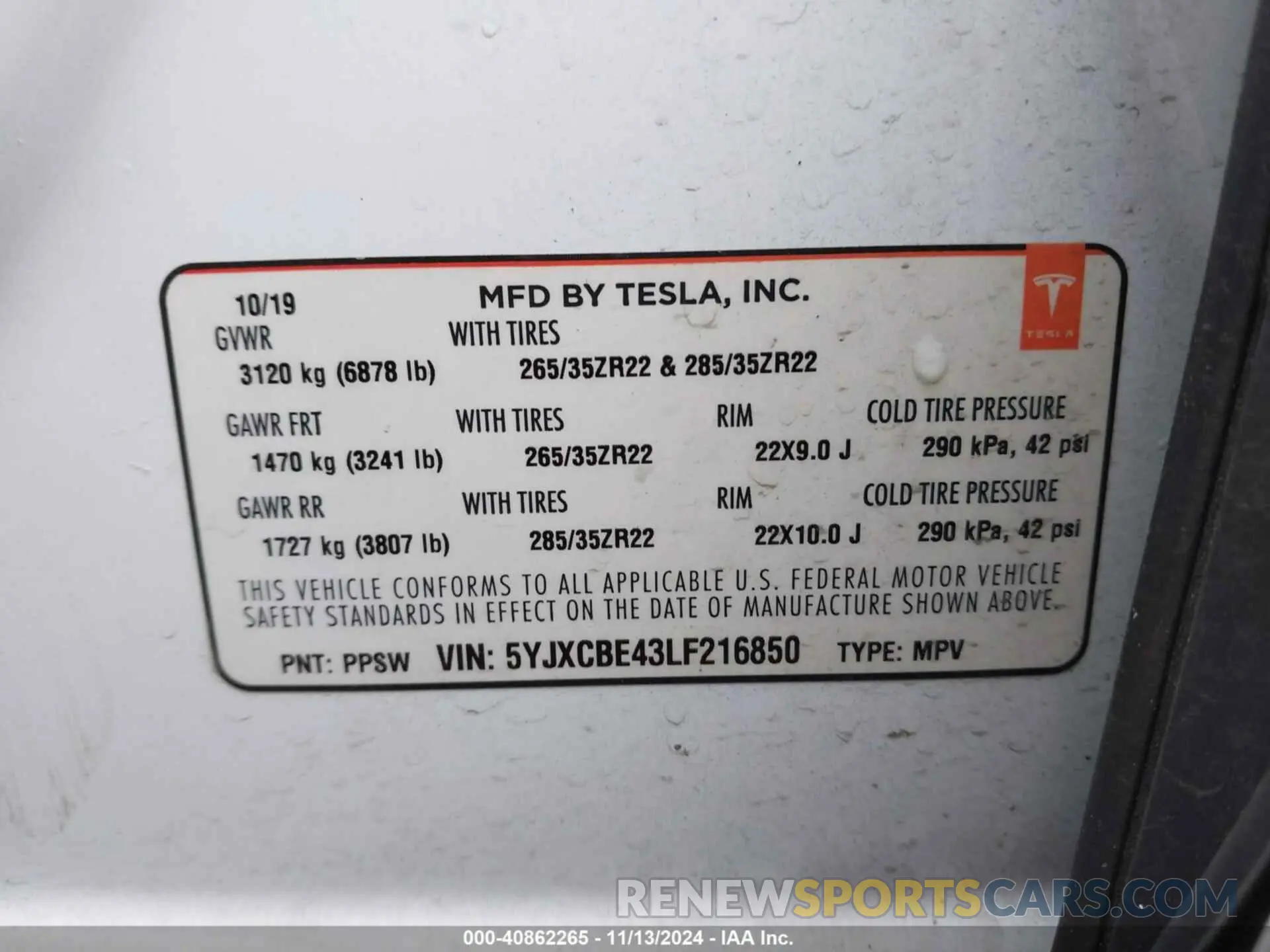 9 Photograph of a damaged car 5YJXCBE43LF216850 TESLA MODEL X 2020