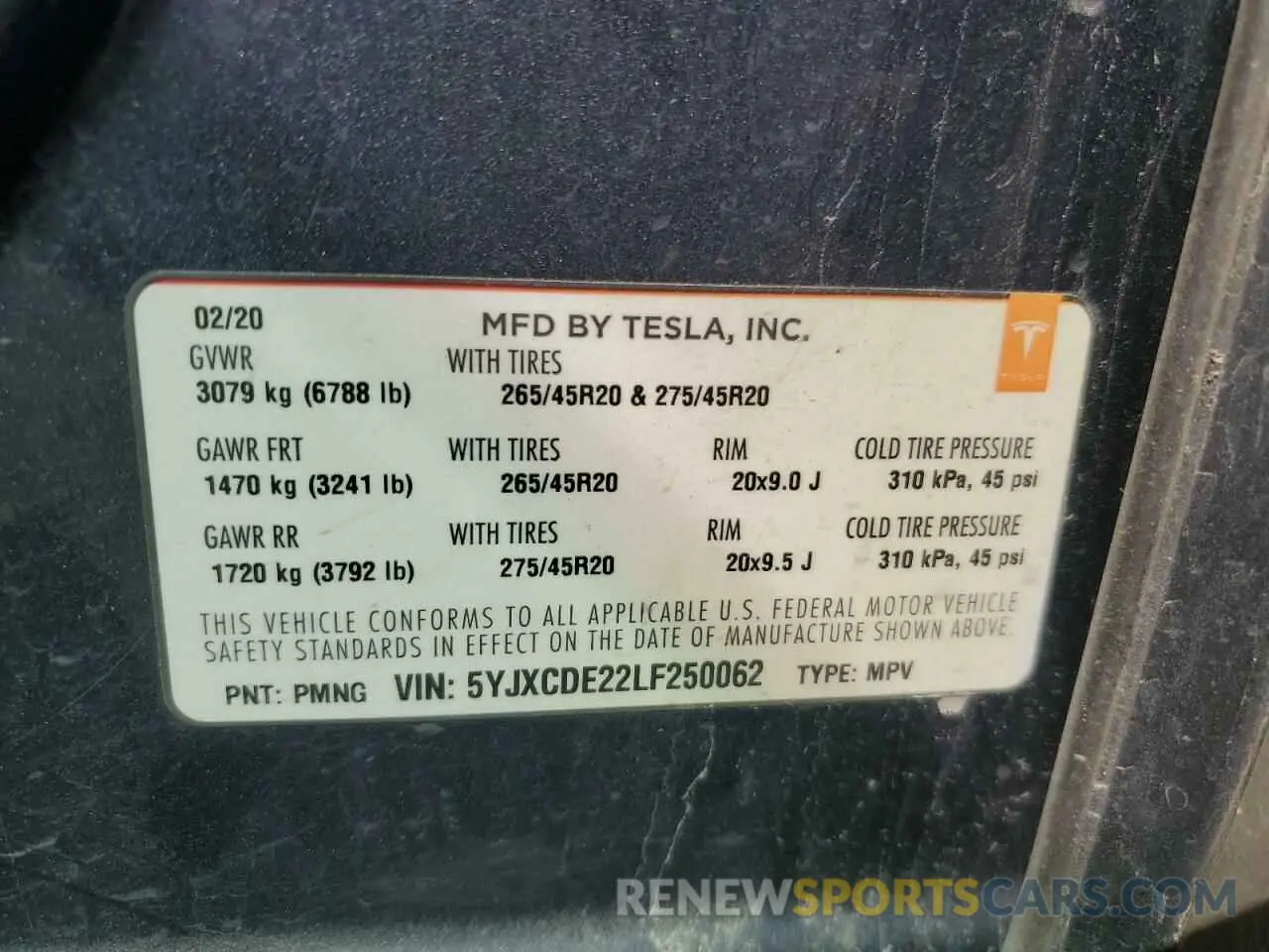 15 Photograph of a damaged car 5YJXCDE22LF250062 TESLA MODEL X 2020
