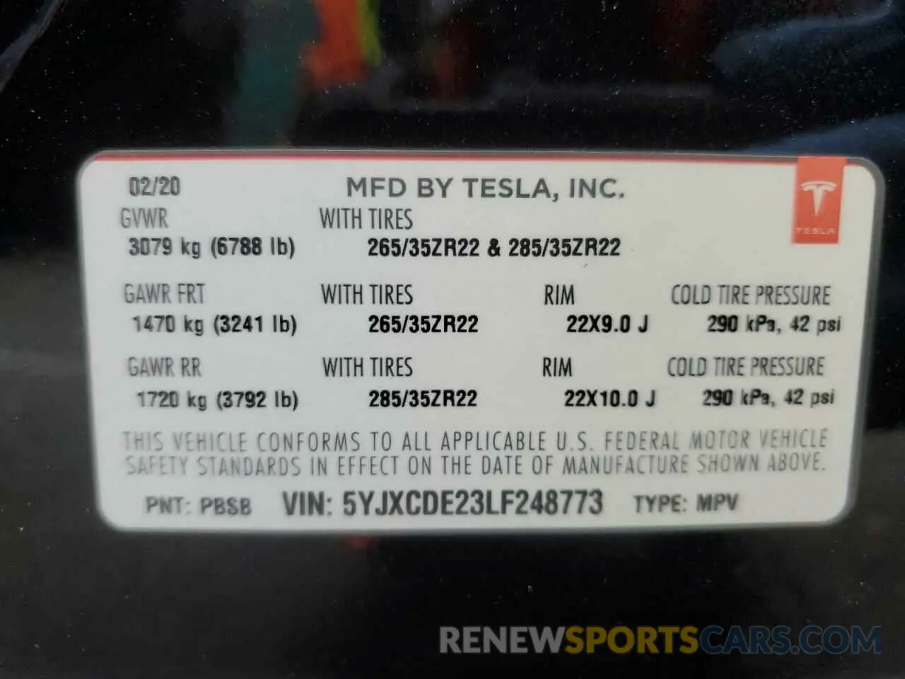 14 Photograph of a damaged car 5YJXCDE23LF248773 TESLA MODEL X 2020