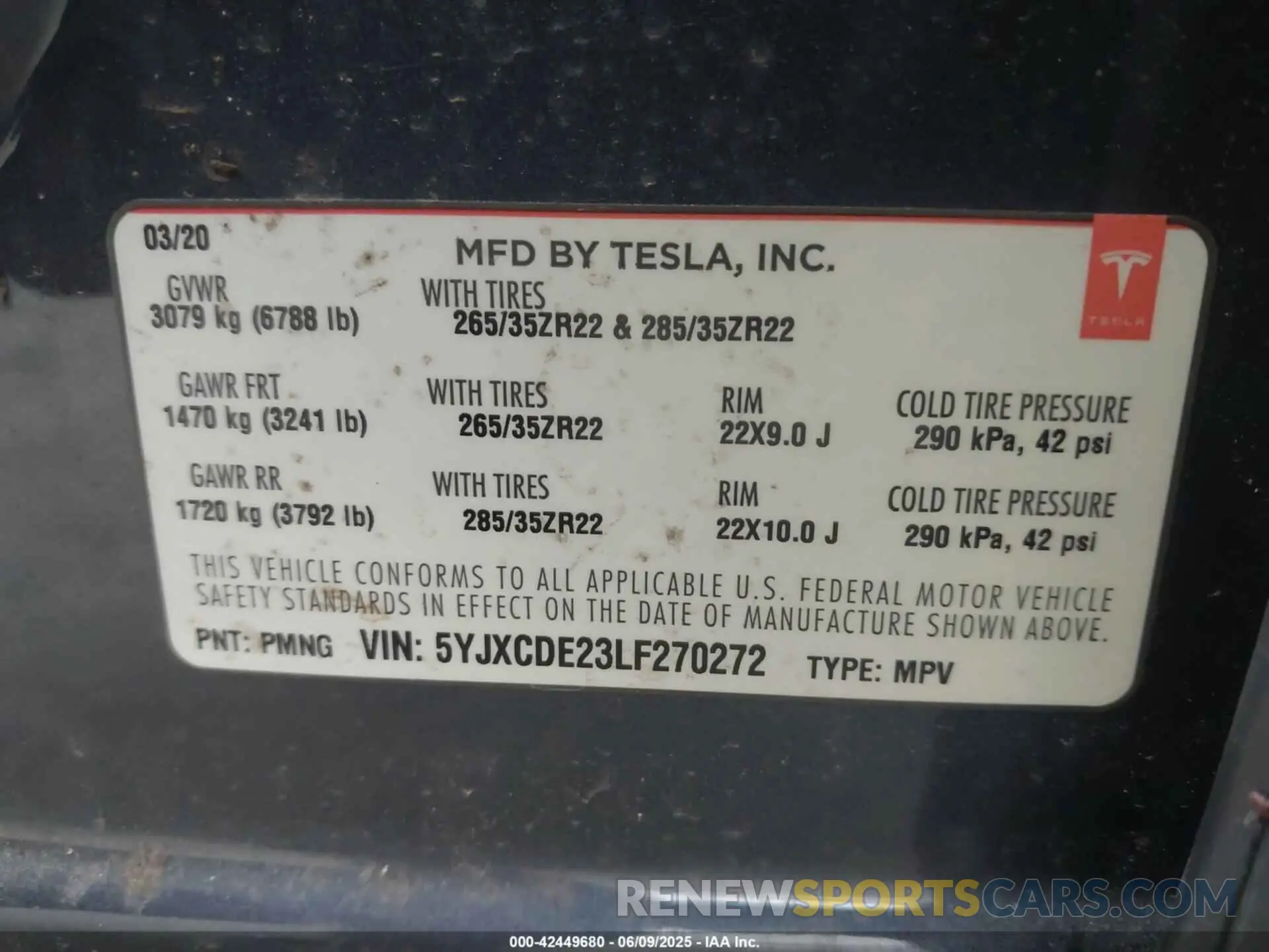 9 Photograph of a damaged car 5YJXCDE23LF270272 TESLA MODEL X 2020