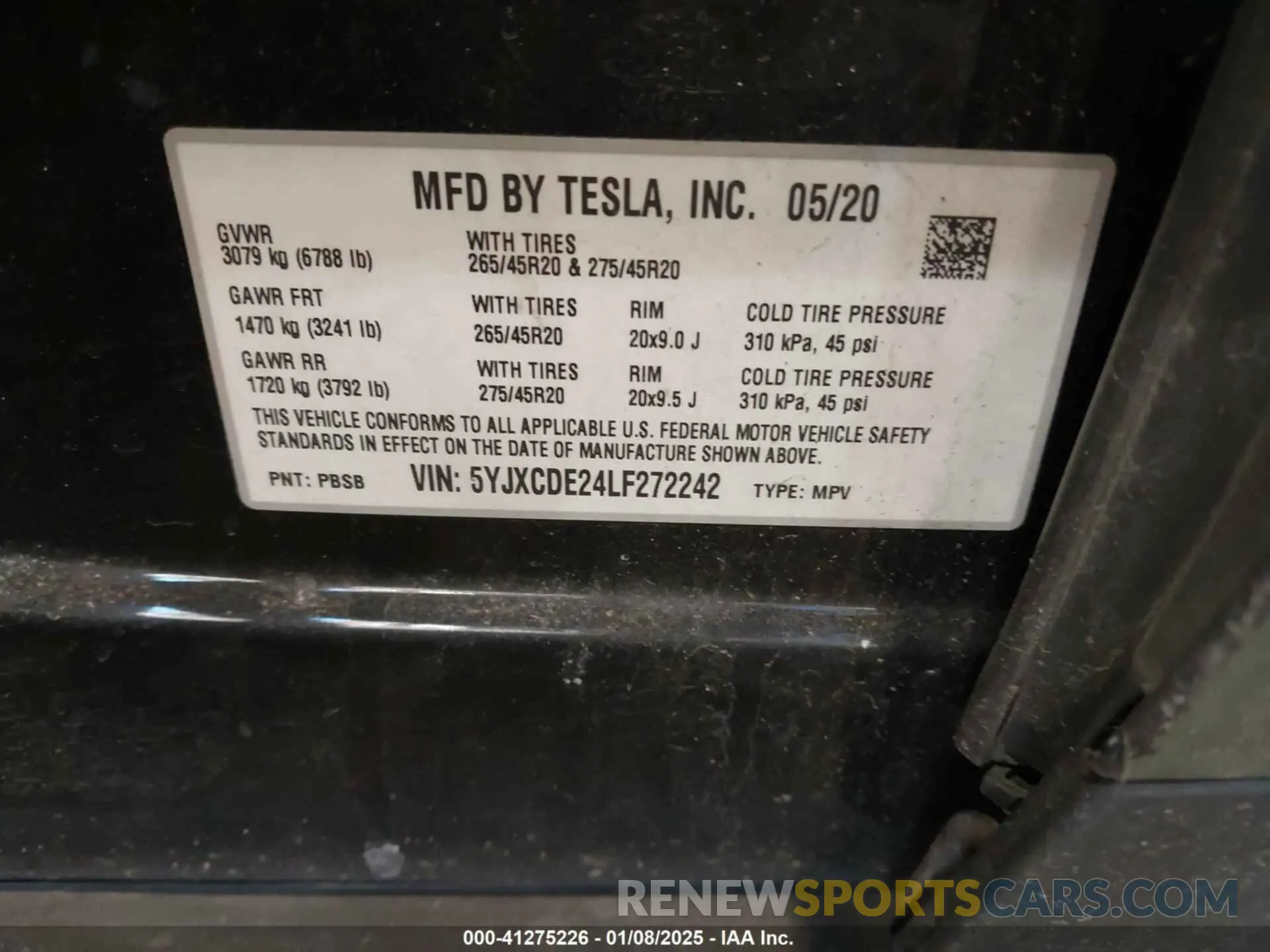 9 Photograph of a damaged car 5YJXCDE24LF272242 TESLA MODEL X 2020