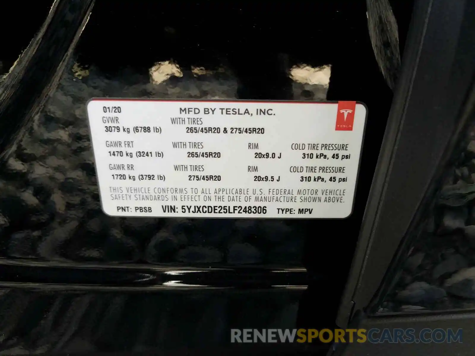 10 Photograph of a damaged car 5YJXCDE25LF248306 TESLA MODEL X 2020