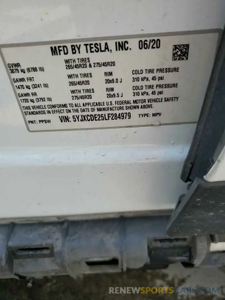 14 Photograph of a damaged car 5YJXCDE25LF284979 TESLA MODEL X 2020