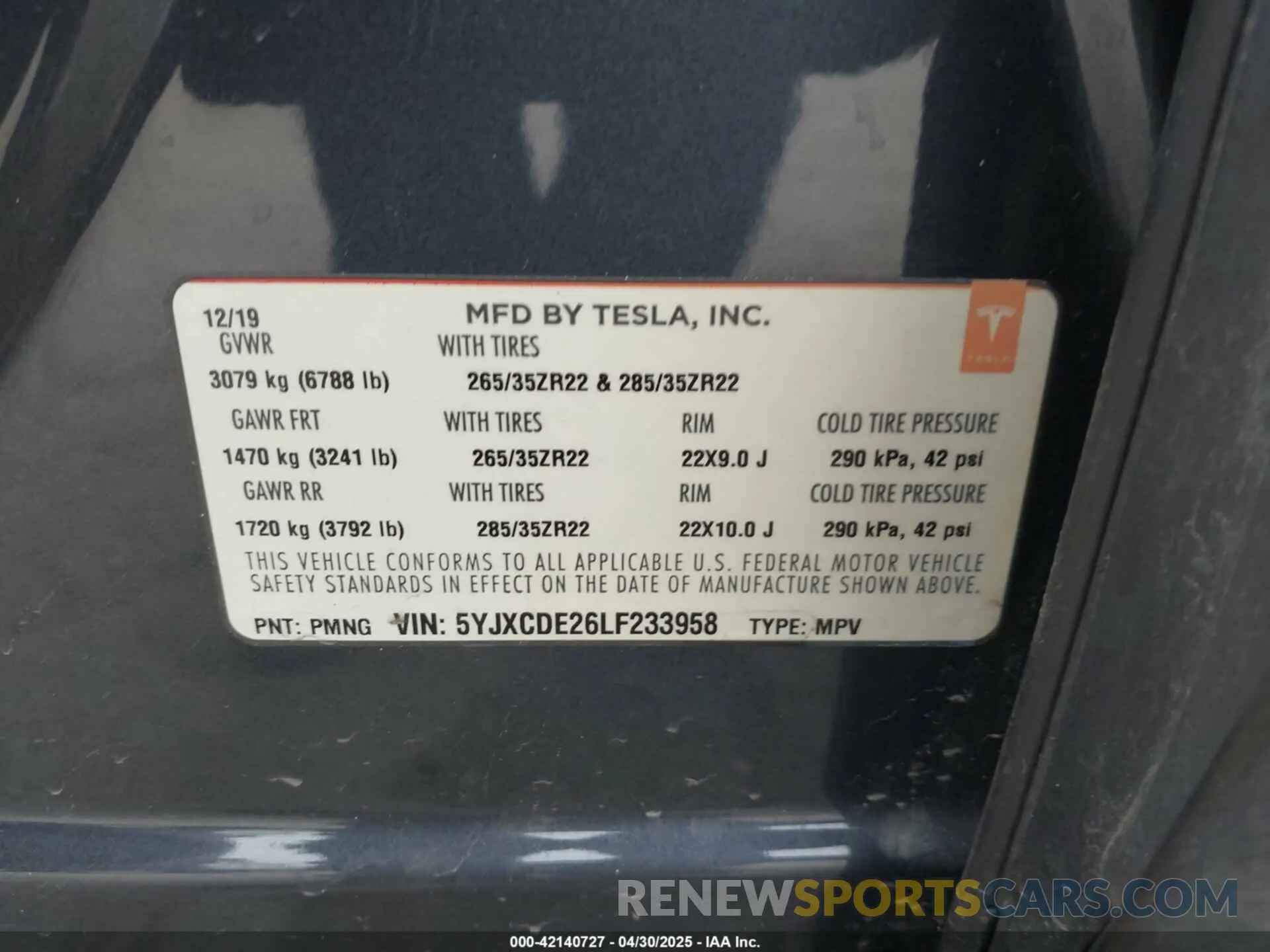 9 Photograph of a damaged car 5YJXCDE26LF233958 TESLA MODEL X 2020