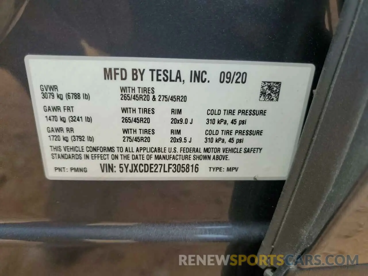 12 Photograph of a damaged car 5YJXCDE27LF305816 TESLA MODEL X 2020