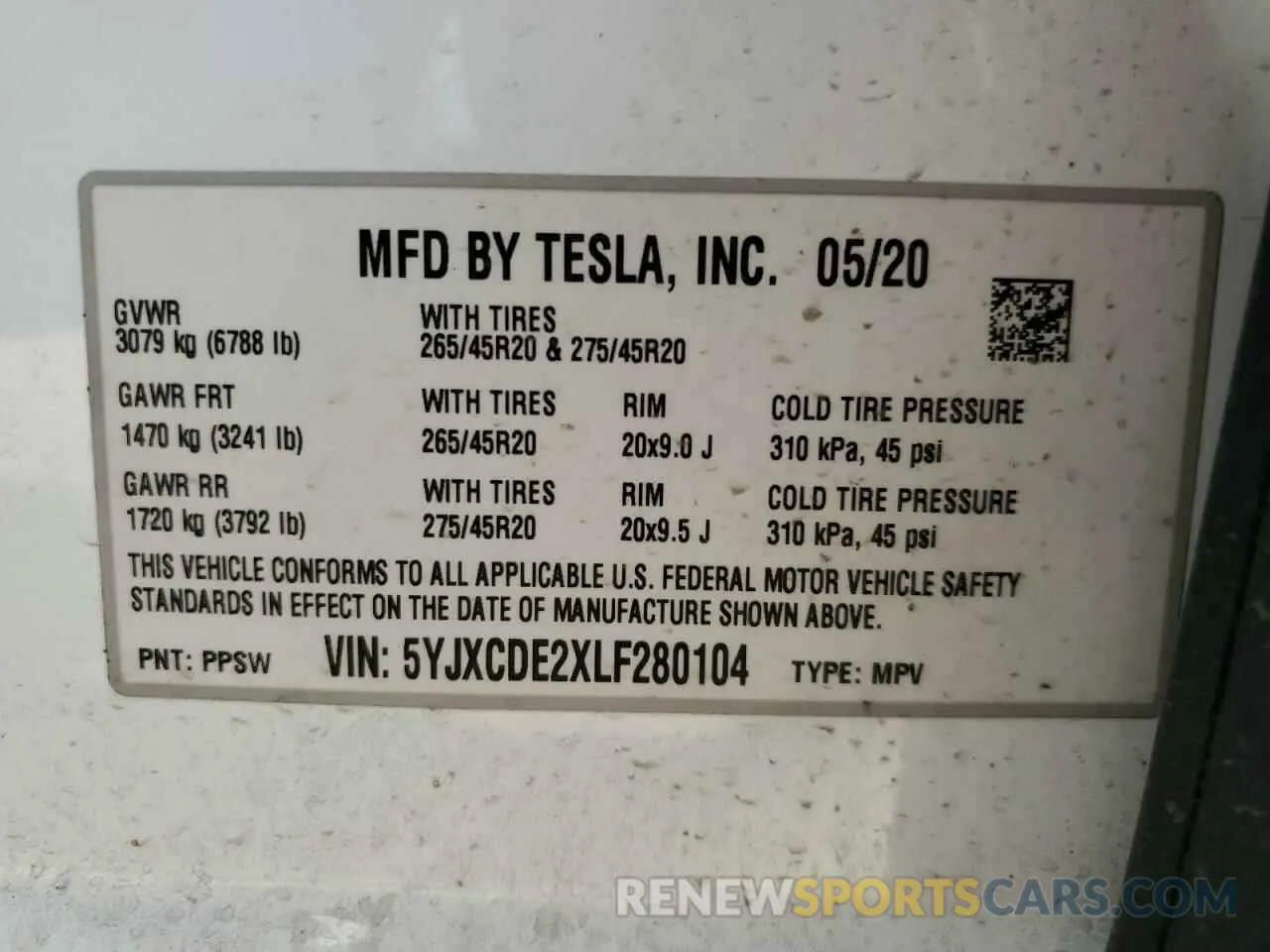 14 Photograph of a damaged car 5YJXCDE2XLF280104 TESLA MODEL X 2020
