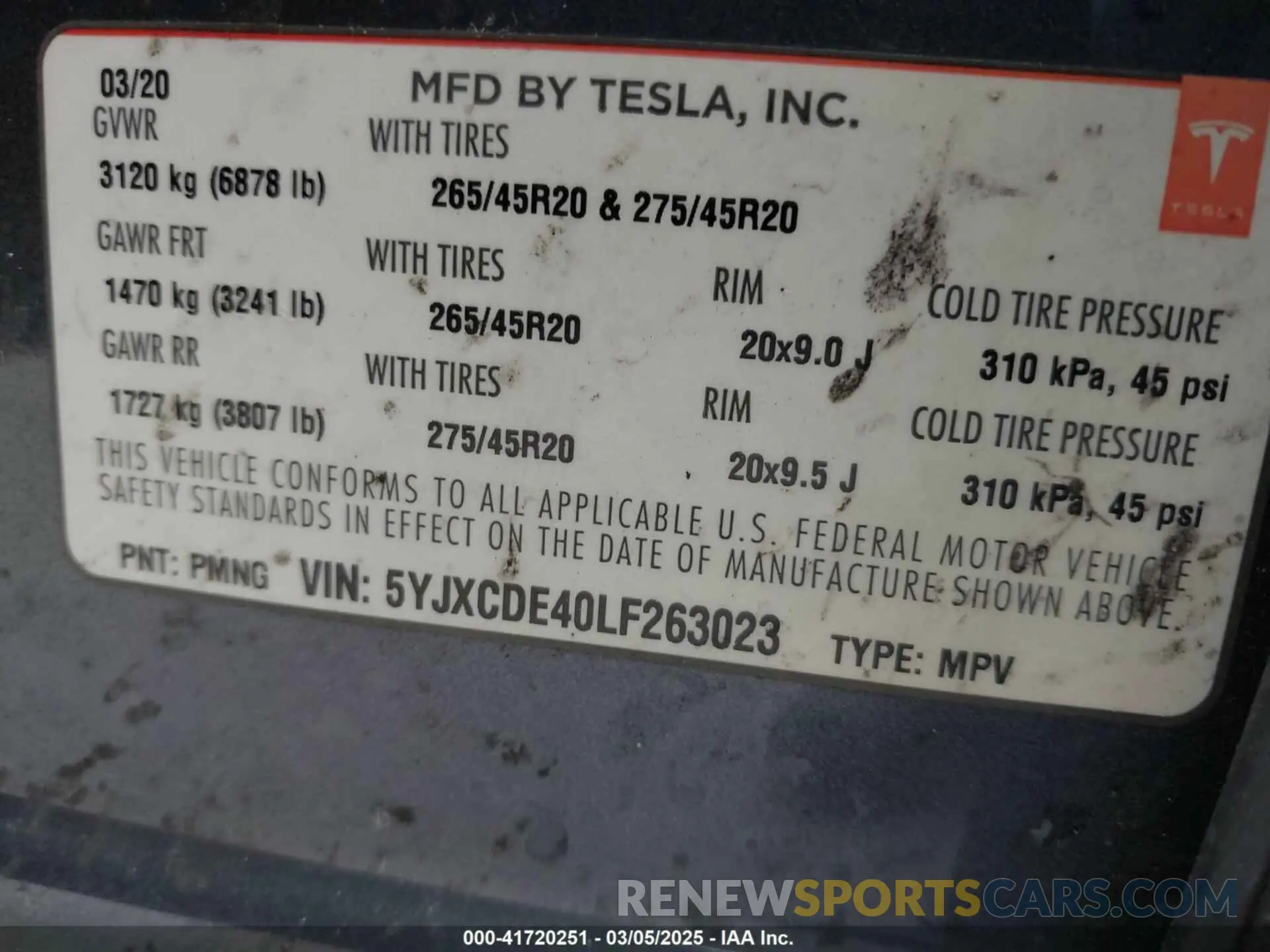 9 Photograph of a damaged car 5YJXCDE40LF263023 TESLA MODEL X 2020