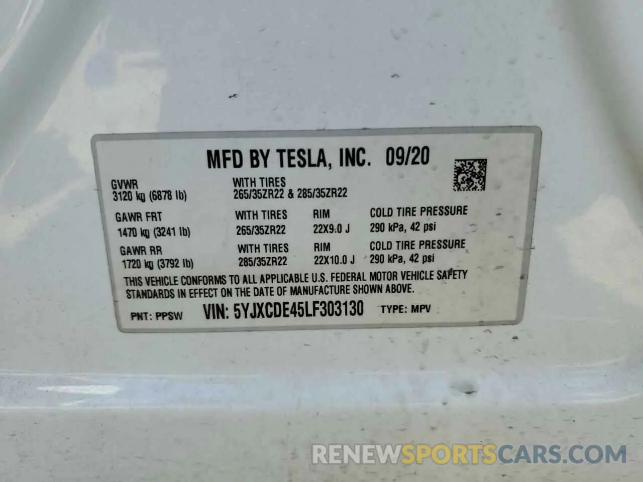 13 Photograph of a damaged car 5YJXCDE45LF303130 TESLA MODEL X 2020