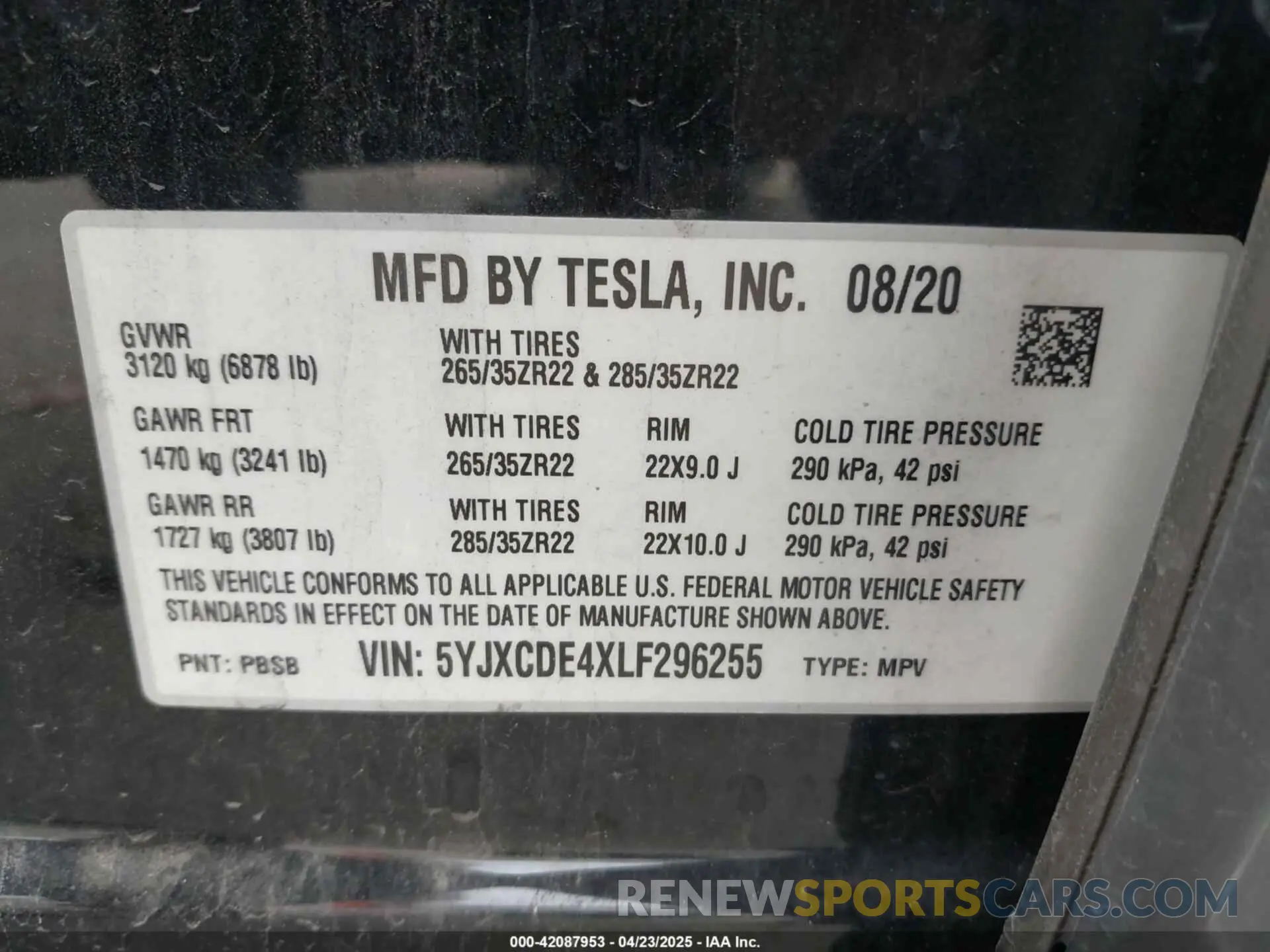 9 Photograph of a damaged car 5YJXCDE4XLF296255 TESLA MODEL X 2020