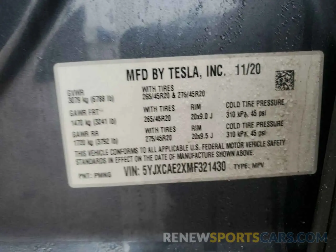 14 Photograph of a damaged car 5YJXCAE2XMF321430 TESLA MODEL X 2021