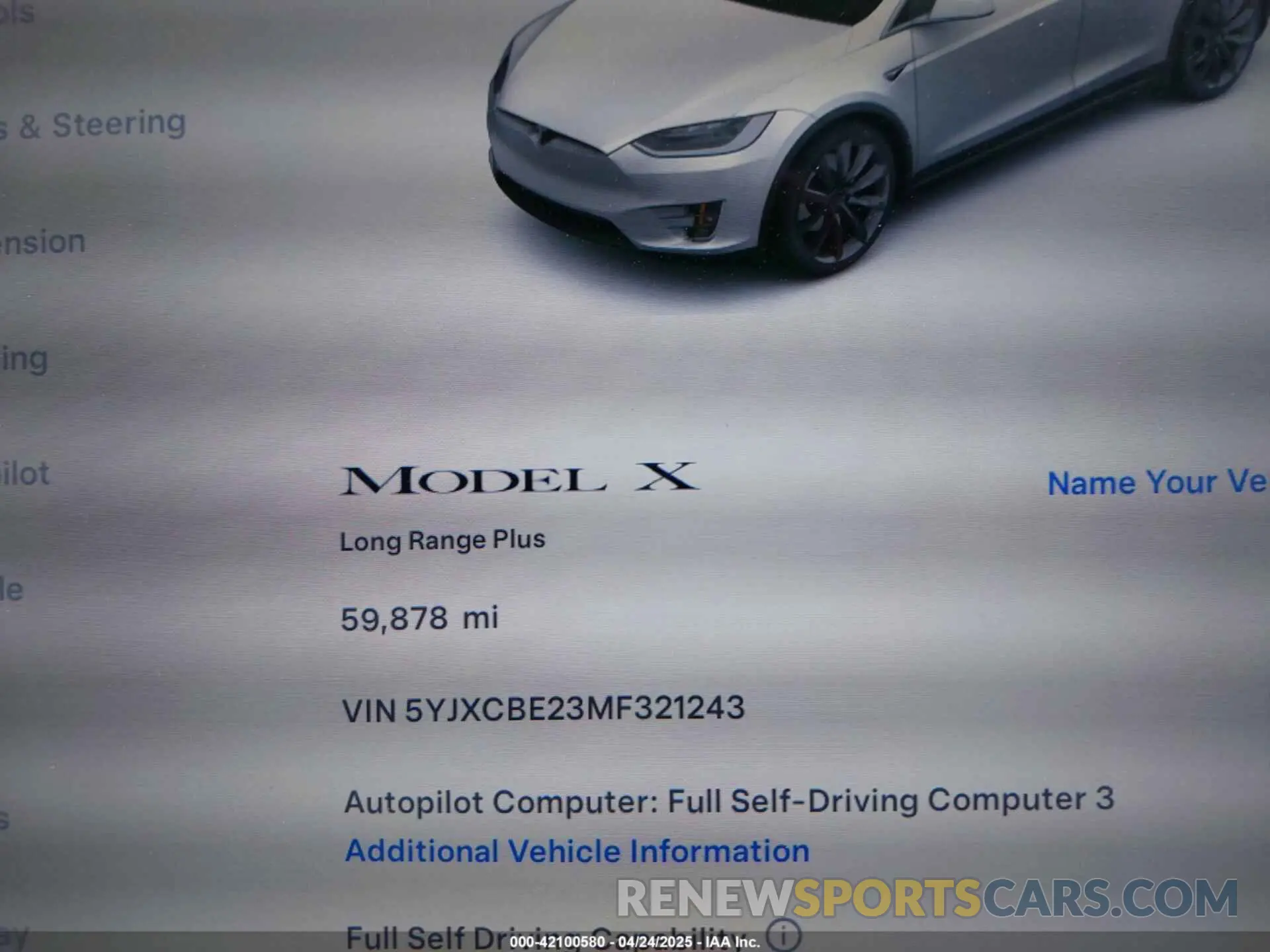7 Photograph of a damaged car 5YJXCBE23MF321243 TESLA MODEL X 2021
