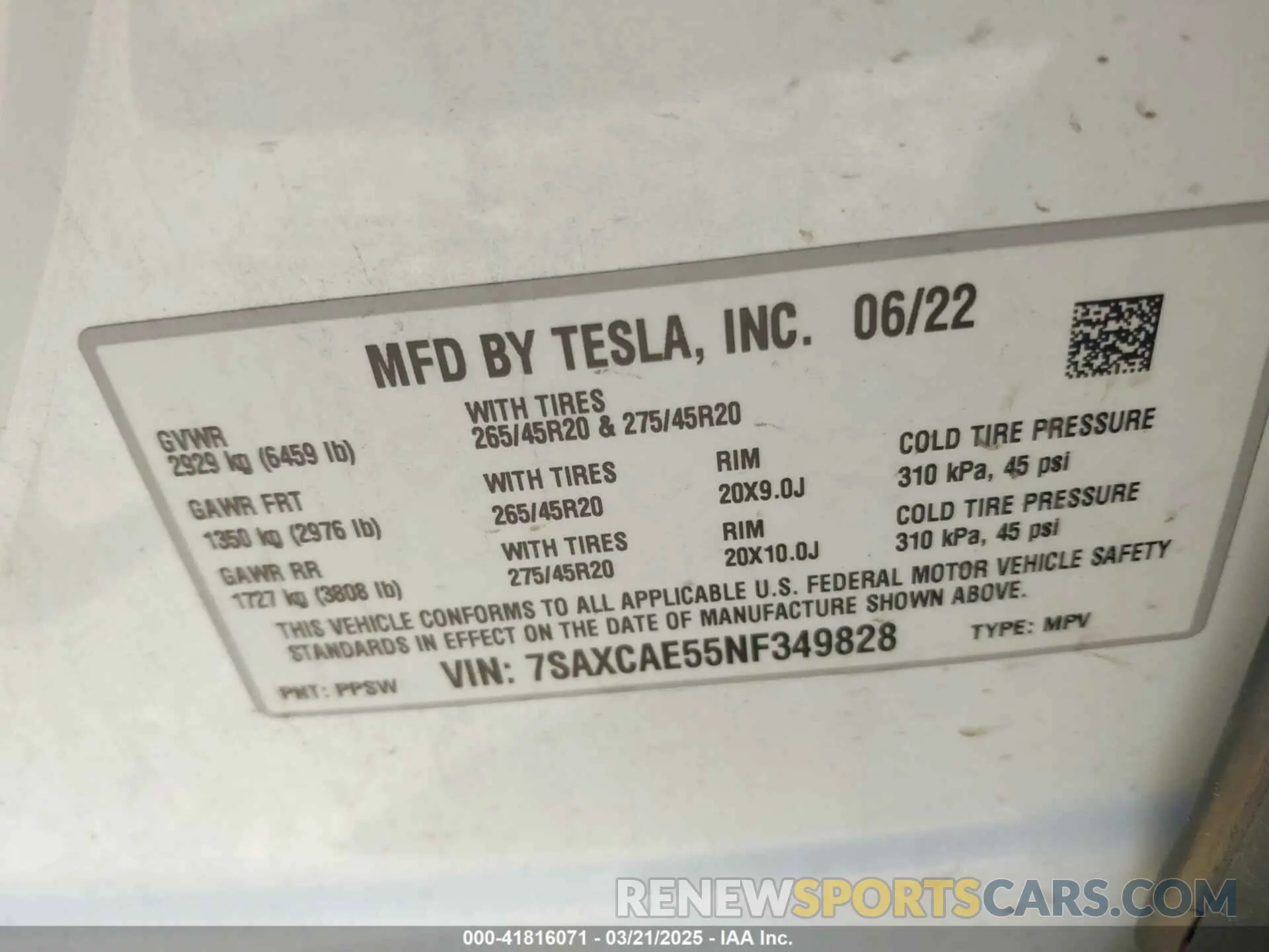 9 Photograph of a damaged car 7SAXCAE55NF349828 TESLA MODEL X 2022