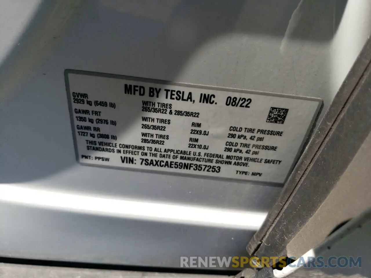 14 Photograph of a damaged car 7SAXCAE59NF357253 TESLA MODEL X 2022
