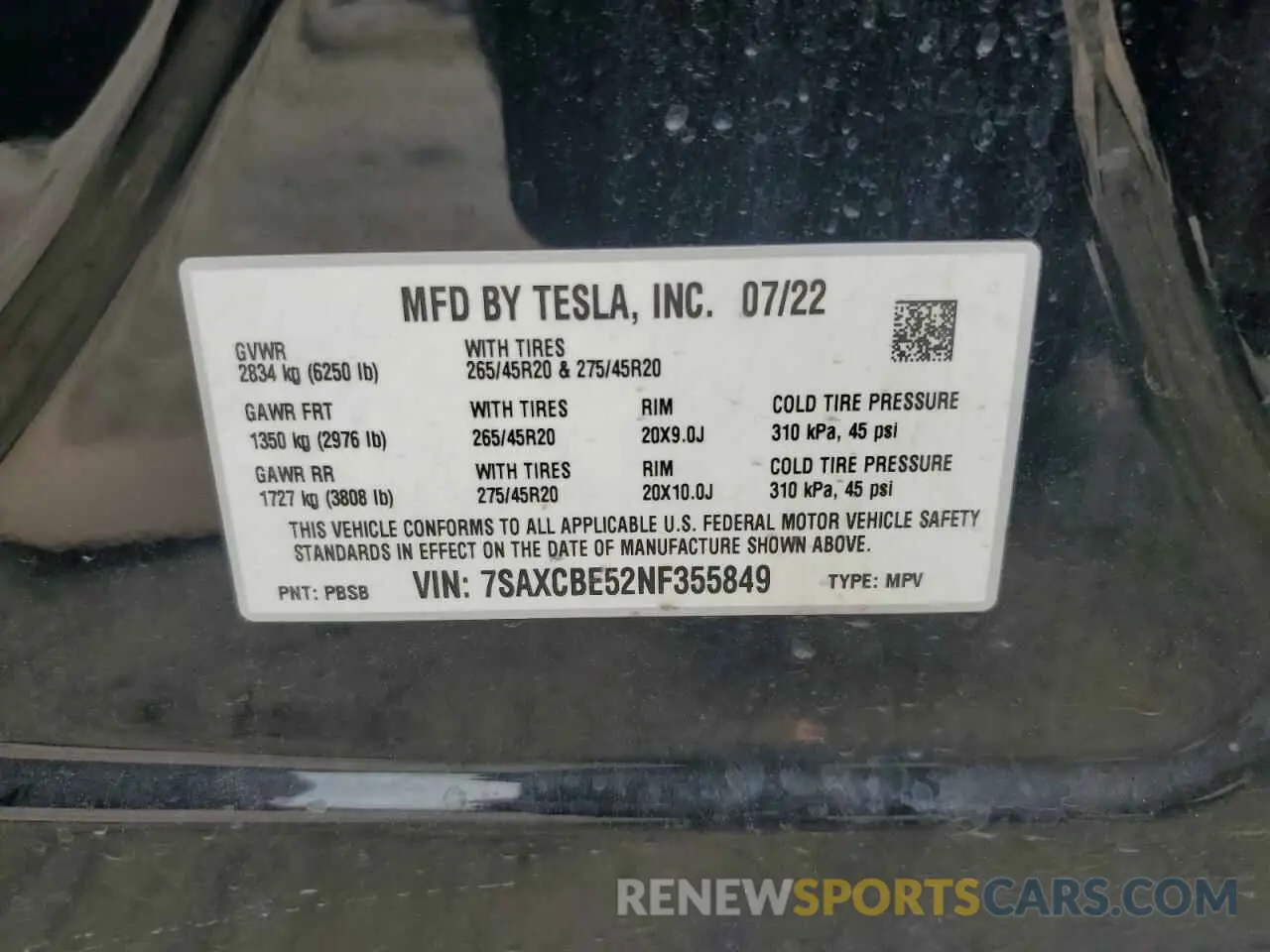 13 Photograph of a damaged car 7SAXCBE52NF355849 TESLA MODEL X 2022