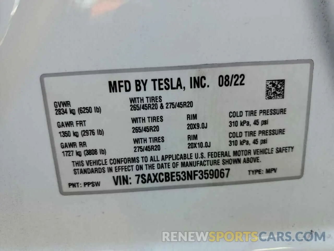 15 Photograph of a damaged car 7SAXCBE53NF359067 TESLA MODEL X 2022