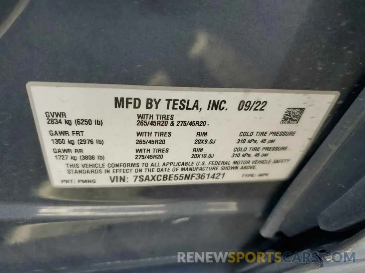 13 Photograph of a damaged car 7SAXCBE55NF361421 TESLA MODEL X 2022