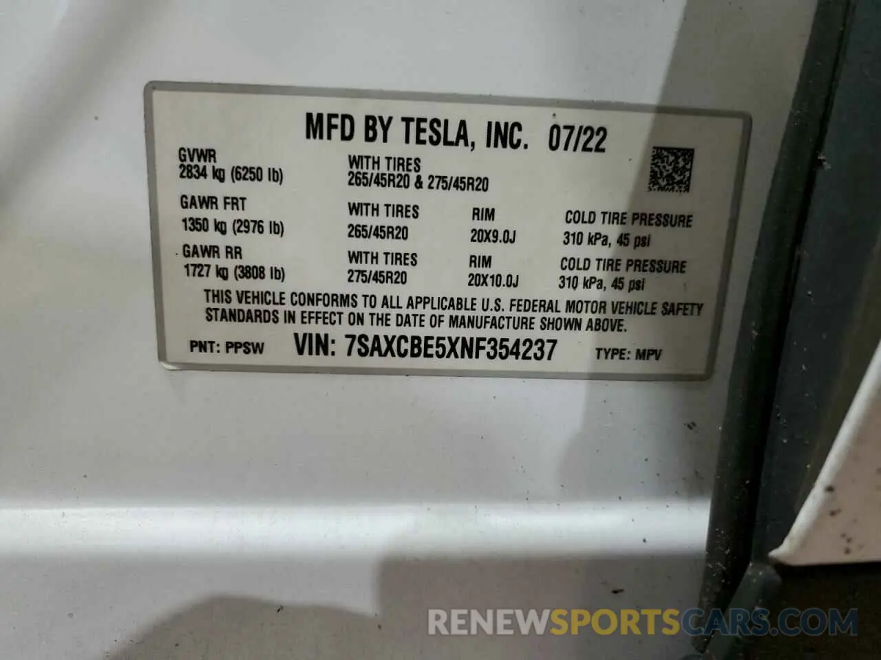 14 Photograph of a damaged car 7SAXCBE5XNF354237 TESLA MODEL X 2022
