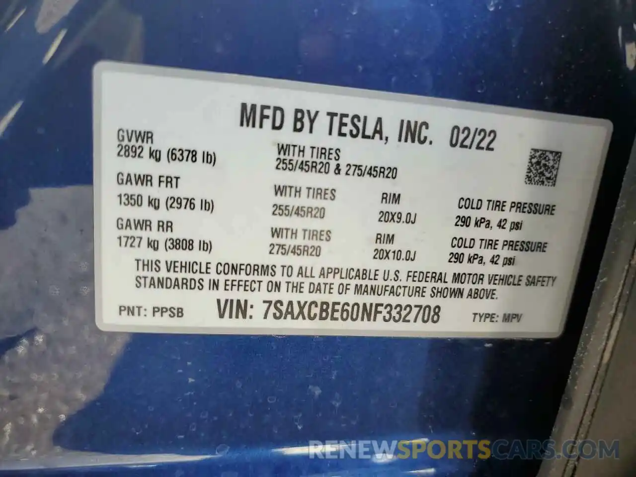 10 Photograph of a damaged car 7SAXCBE60NF332708 TESLA MODEL X 2022