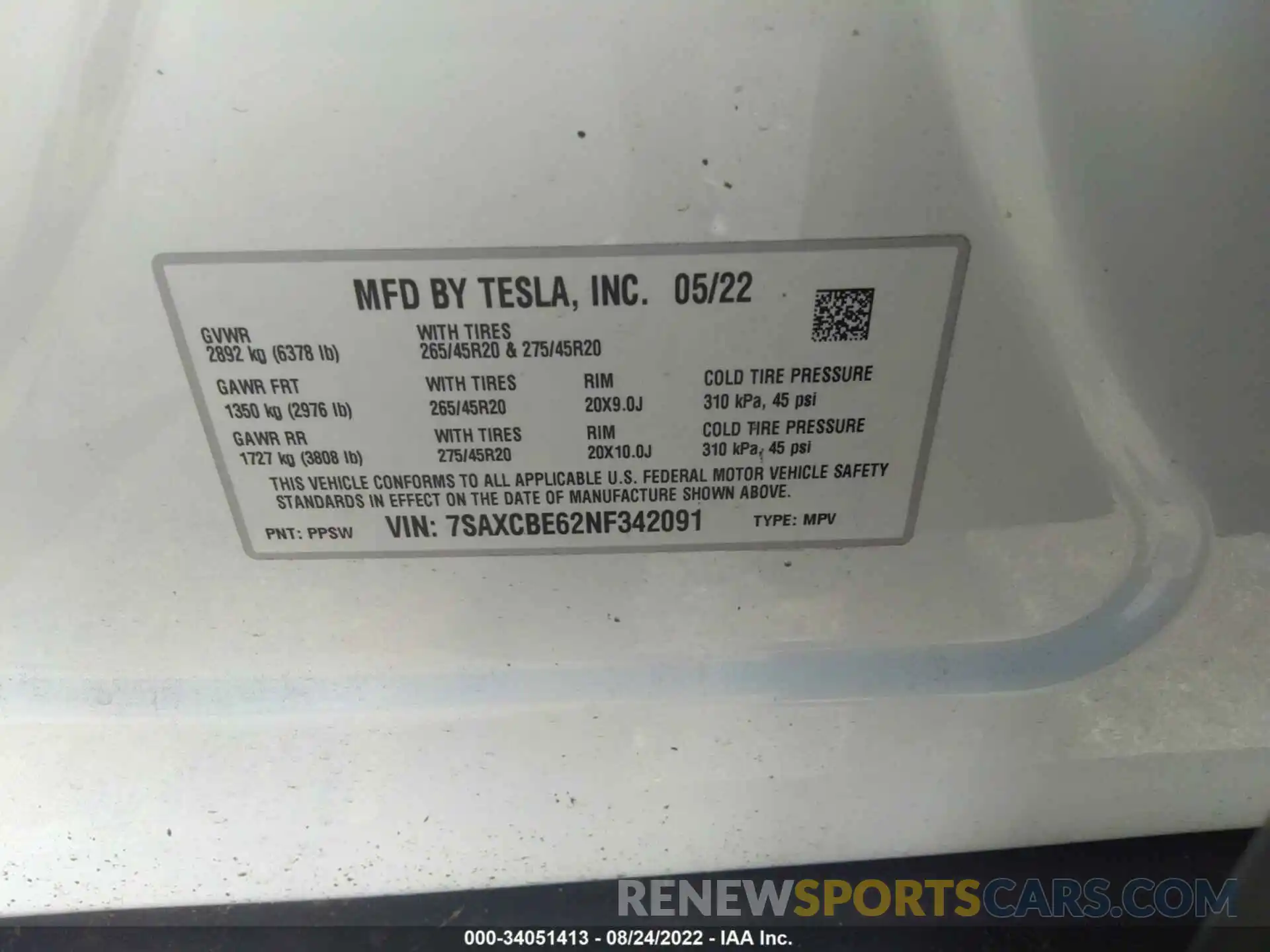 9 Photograph of a damaged car 7SAXCBE62NF342091 TESLA MODEL X 2022