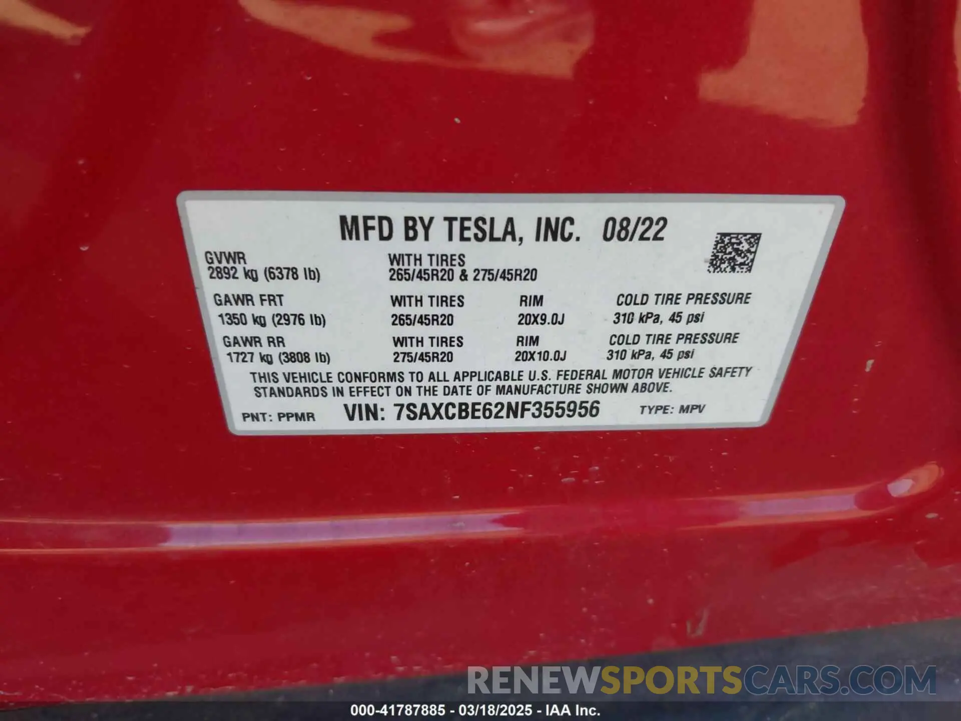 9 Photograph of a damaged car 7SAXCBE62NF355956 TESLA MODEL X 2022