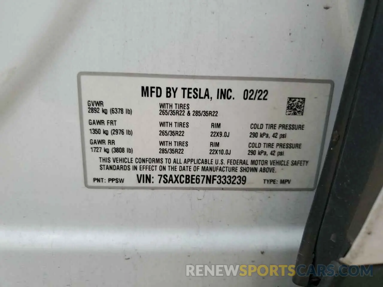 14 Photograph of a damaged car 7SAXCBE67NF333239 TESLA MODEL X 2022
