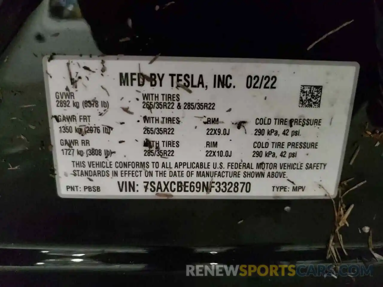 14 Photograph of a damaged car 7SAXCBE69NF332870 TESLA MODEL X 2022