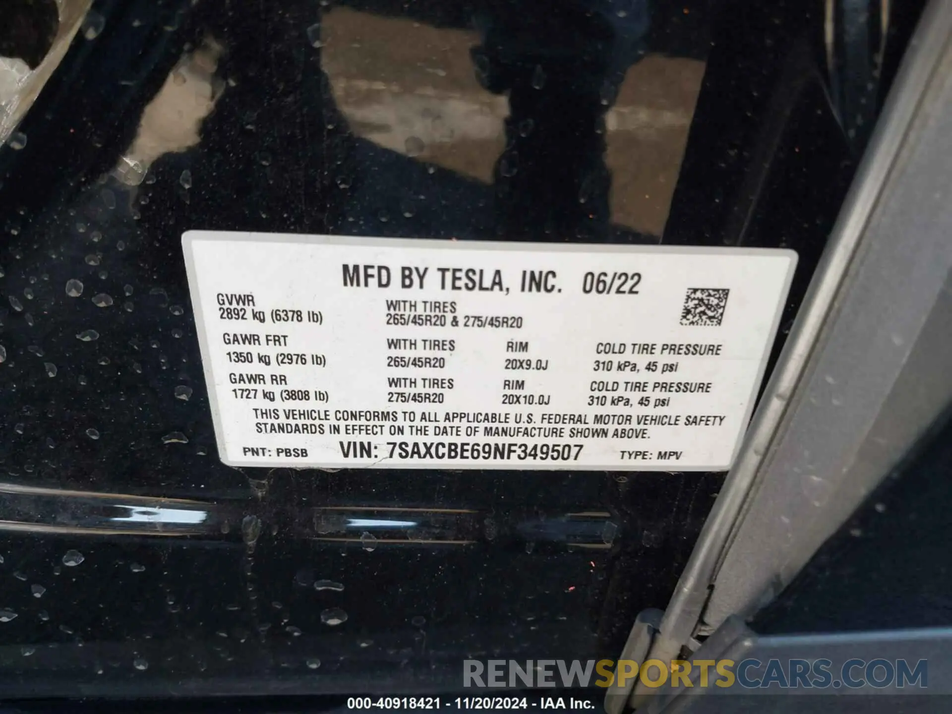 9 Photograph of a damaged car 7SAXCBE69NF349507 TESLA MODEL X 2022
