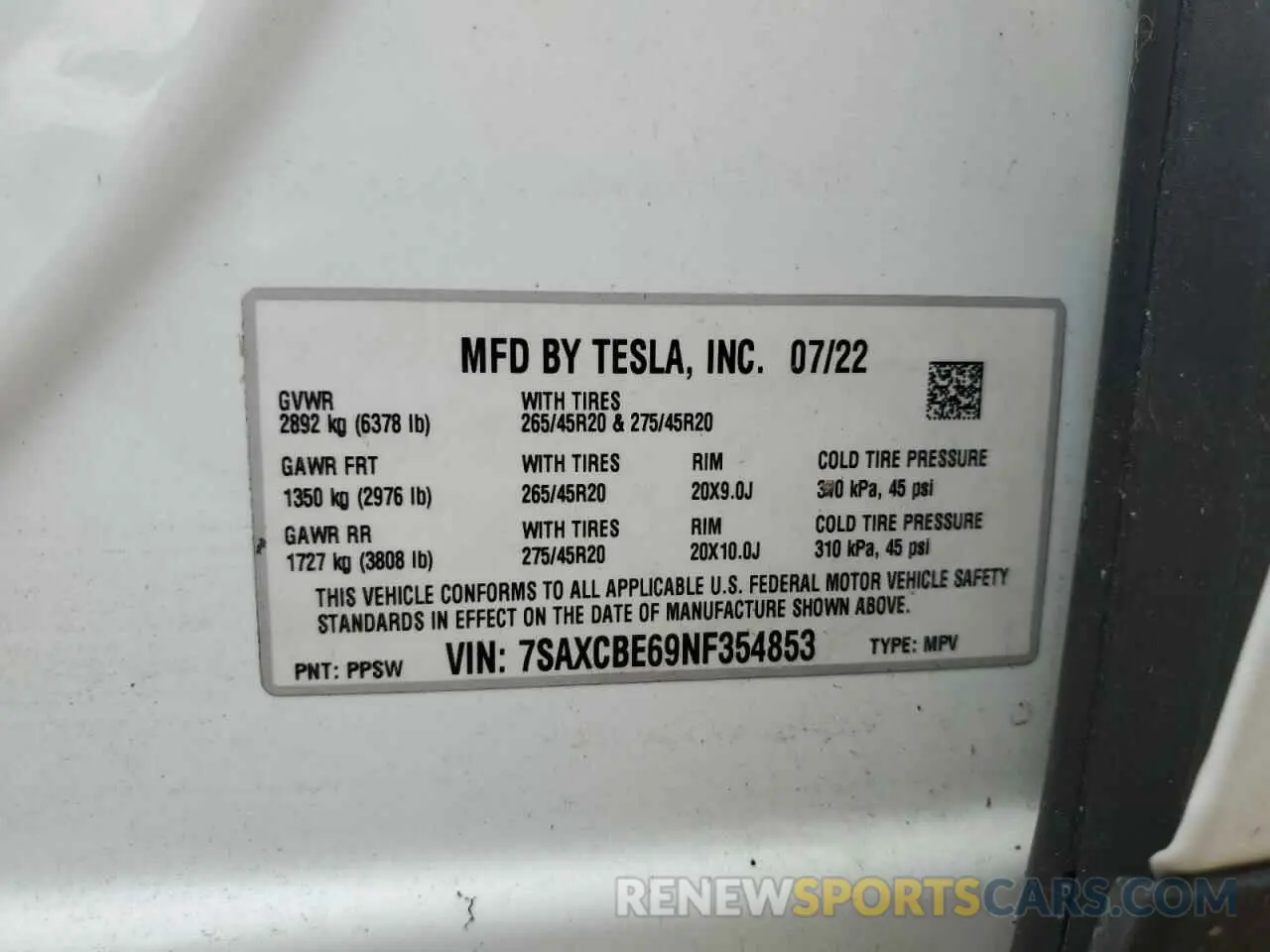 14 Photograph of a damaged car 7SAXCBE69NF354853 TESLA MODEL X 2022