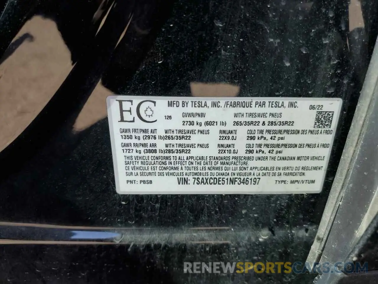 12 Photograph of a damaged car 7SAXCDE51NF346197 TESLA MODEL X 2022