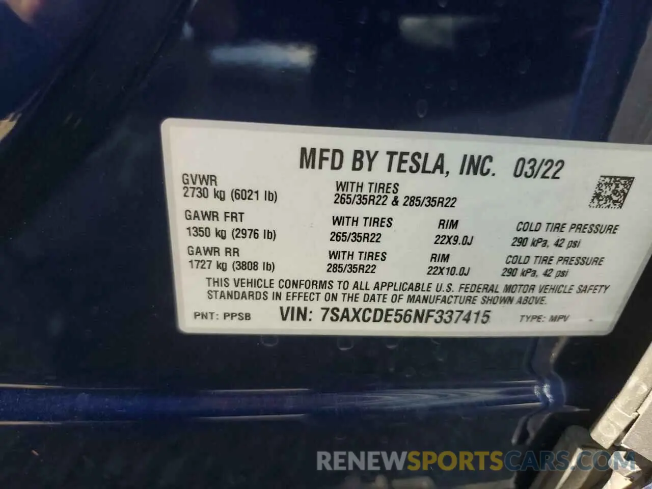 16 Photograph of a damaged car 7SAXCDE56NF337415 TESLA MODEL X 2022
