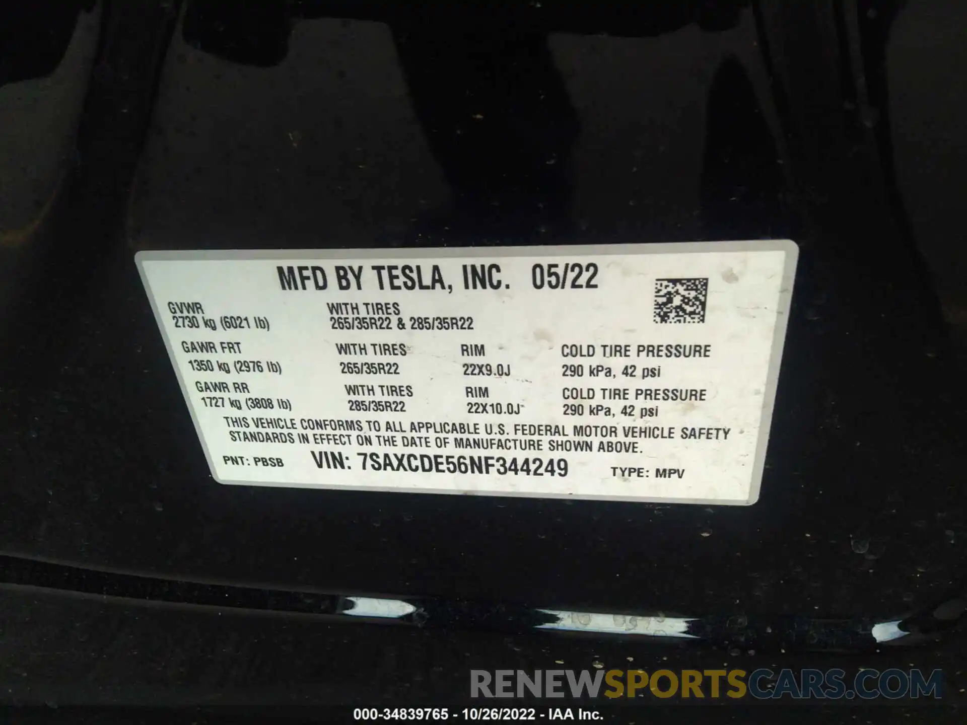 9 Photograph of a damaged car 7SAXCDE56NF344249 TESLA MODEL X 2022