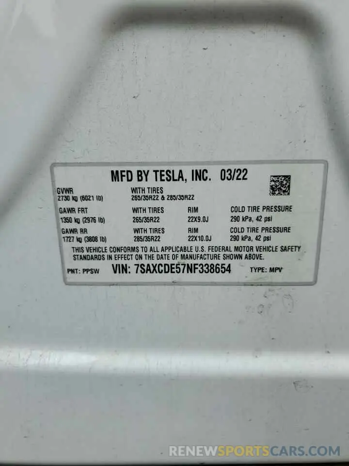 16 Photograph of a damaged car 7SAXCDE57NF338654 TESLA MODEL X 2022