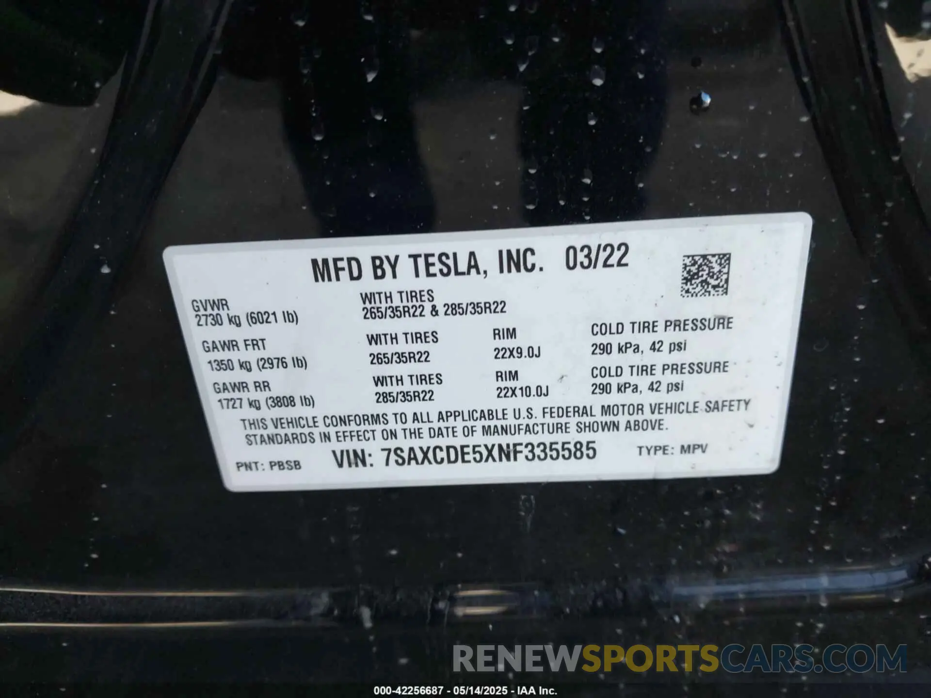9 Photograph of a damaged car 7SAXCDE5XNF335585 TESLA MODEL X 2022