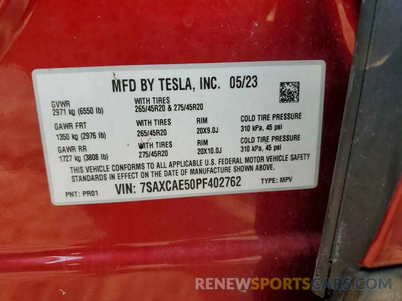 14 Photograph of a damaged car 7SAXCAE50PF402762 TESLA MODEL X 2023