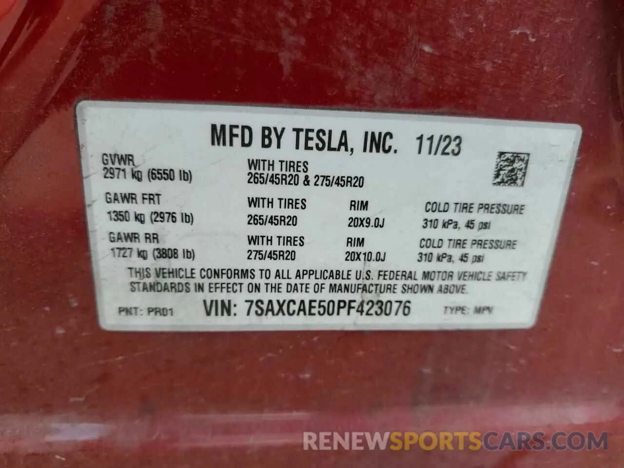 16 Photograph of a damaged car 7SAXCAE50PF423076 TESLA MODEL X 2023
