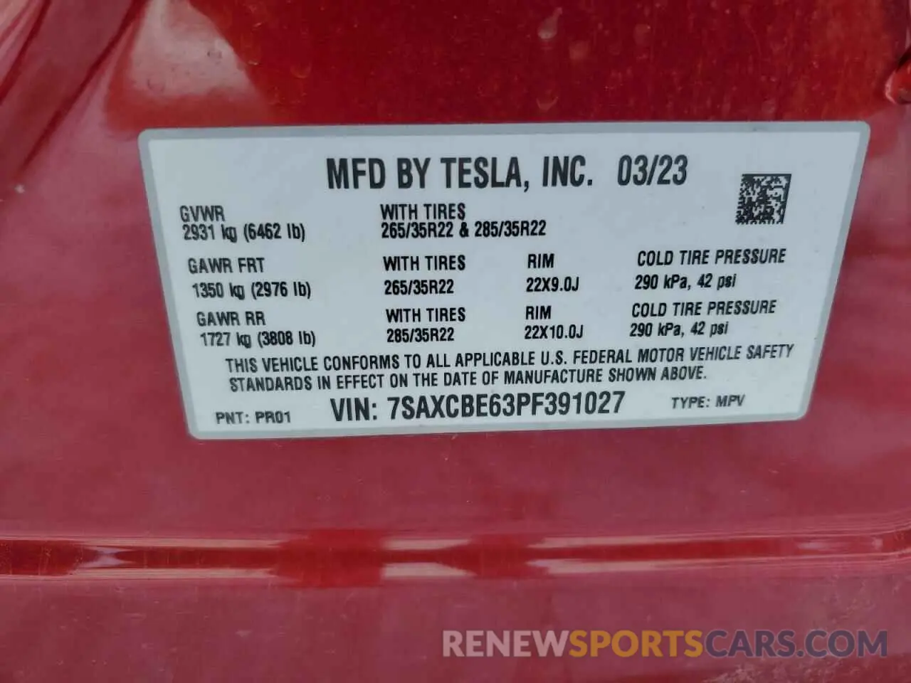 13 Photograph of a damaged car 7SAXCBE63PF391027 TESLA MODEL X 2023
