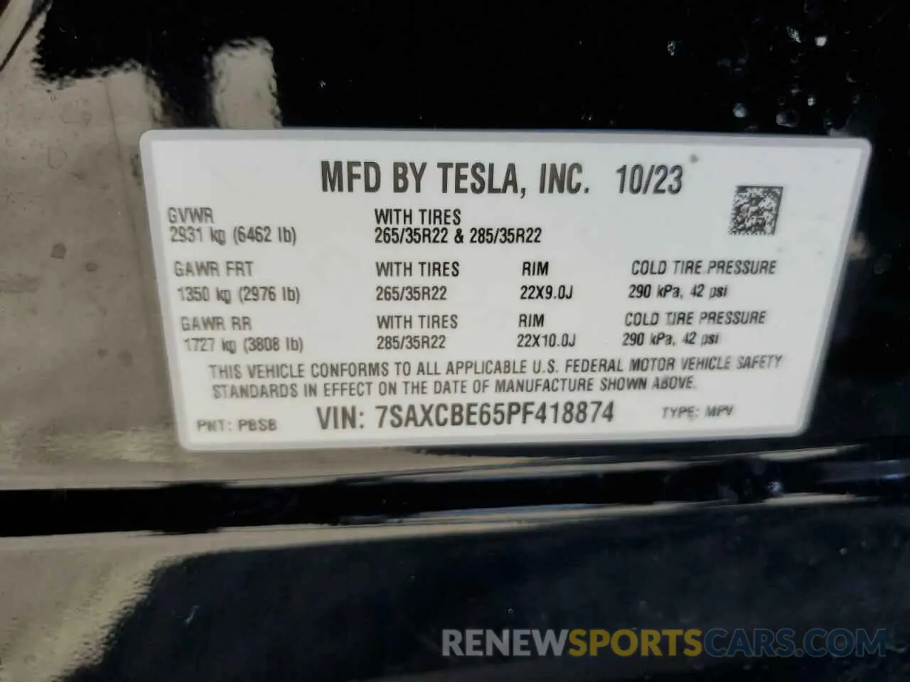 14 Photograph of a damaged car 7SAXCBE65PF418874 TESLA MODEL X 2023