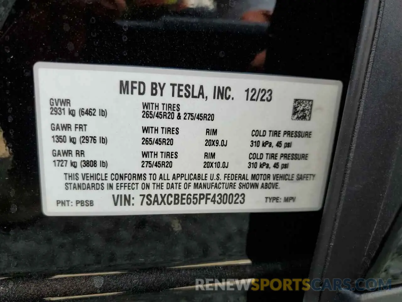 14 Photograph of a damaged car 7SAXCBE65PF430023 TESLA MODEL X 2023