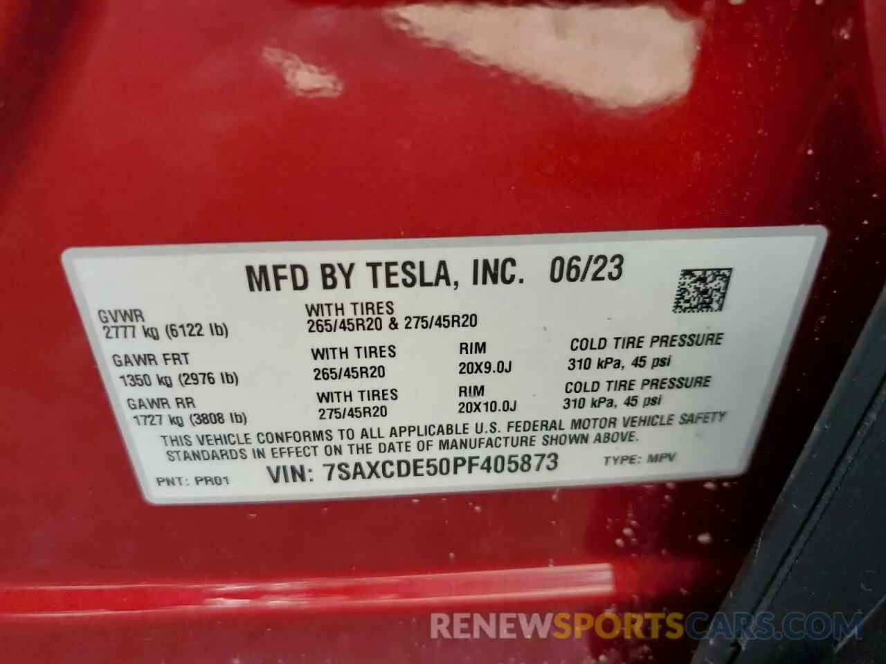 14 Photograph of a damaged car 7SAXCDE50PF405873 TESLA MODEL X 2023