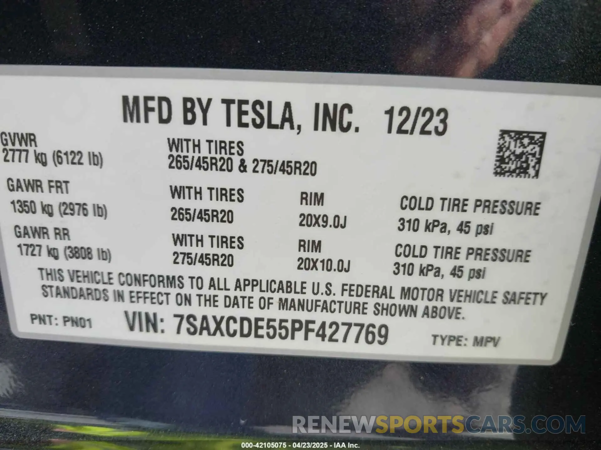 9 Photograph of a damaged car 7SAXCDE55PF427769 TESLA MODEL X 2023