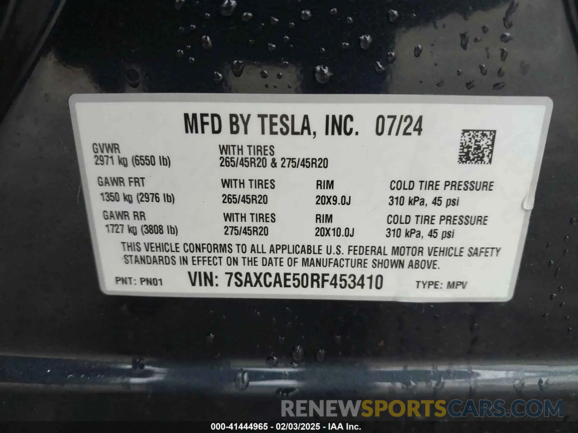 9 Photograph of a damaged car 7SAXCAE50RF453410 TESLA MODEL X 2024