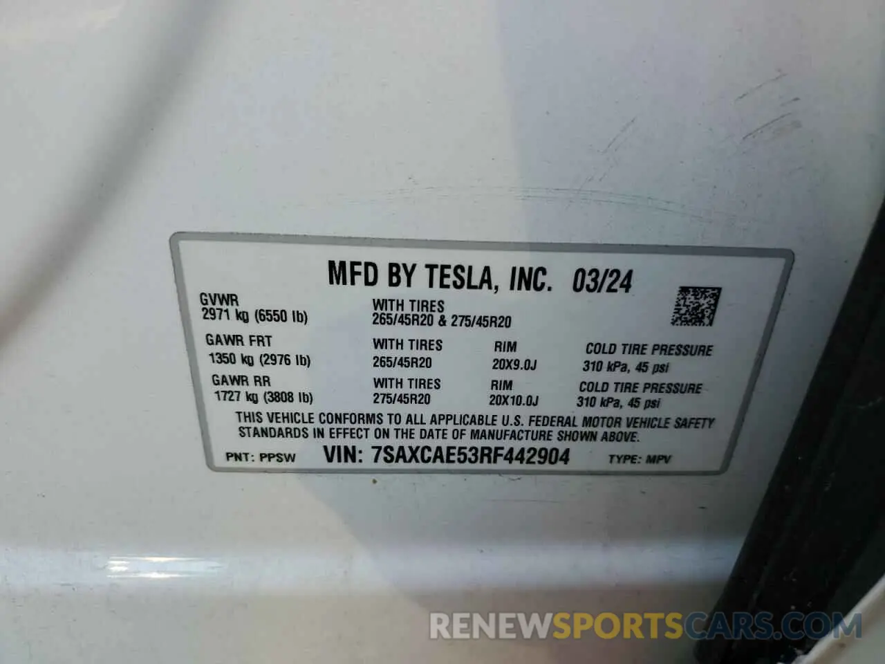 14 Photograph of a damaged car 7SAXCAE53RF442904 TESLA MODEL X 2024