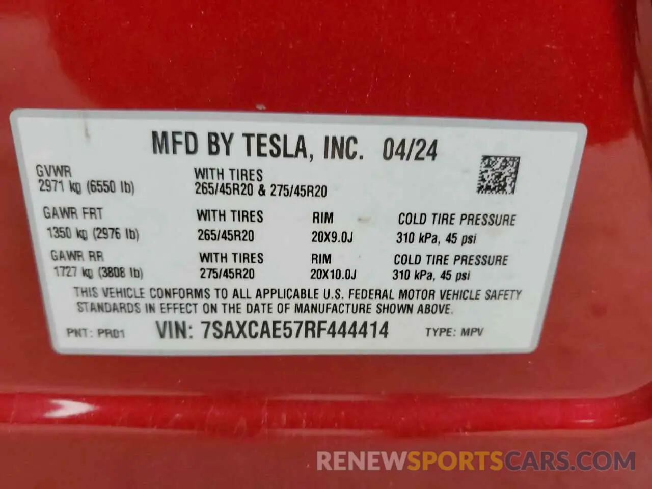 12 Photograph of a damaged car 7SAXCAE57RF444414 TESLA MODEL X 2024