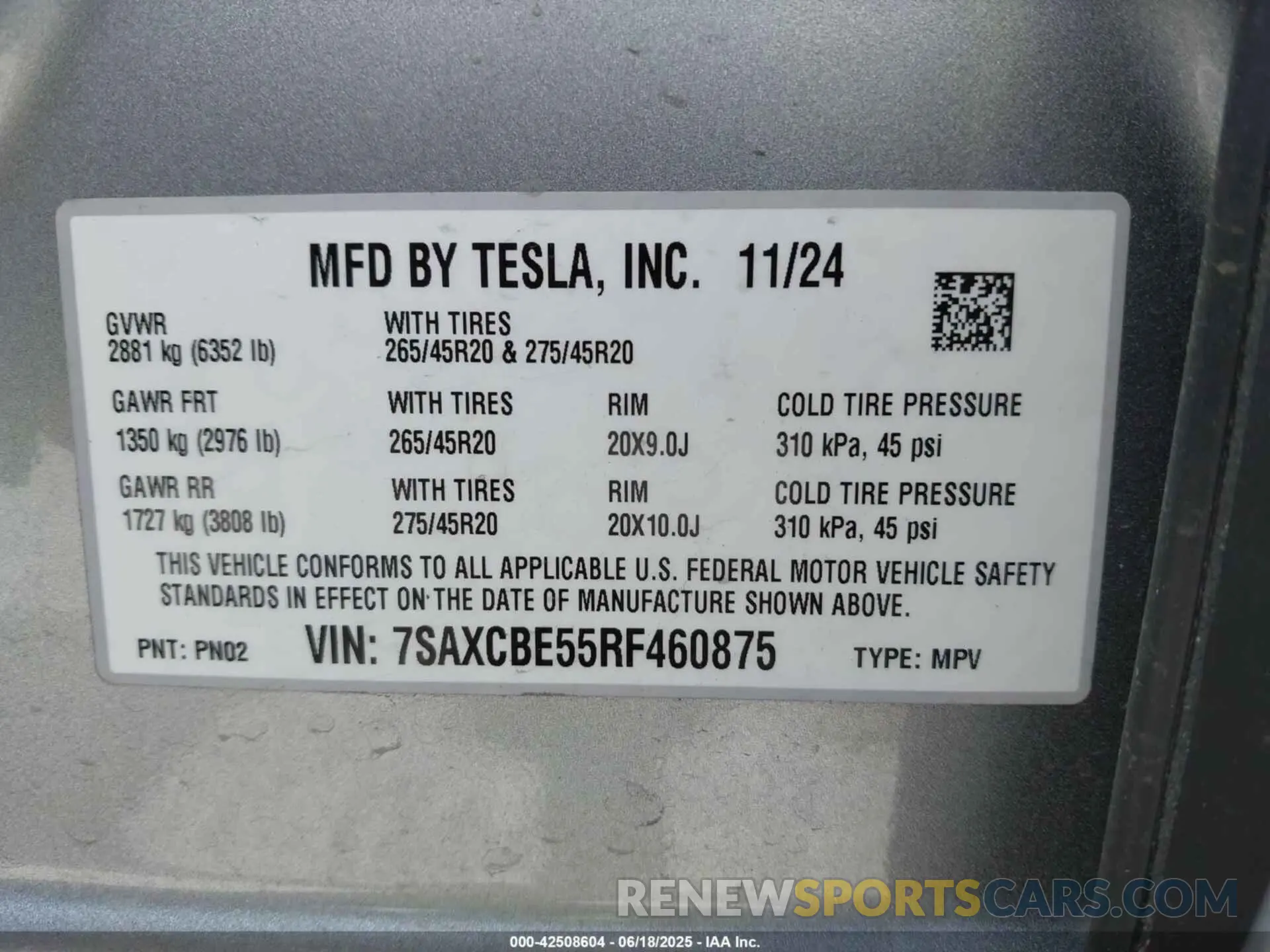 9 Photograph of a damaged car 7SAXCBE55RF460875 TESLA MODEL X 2024