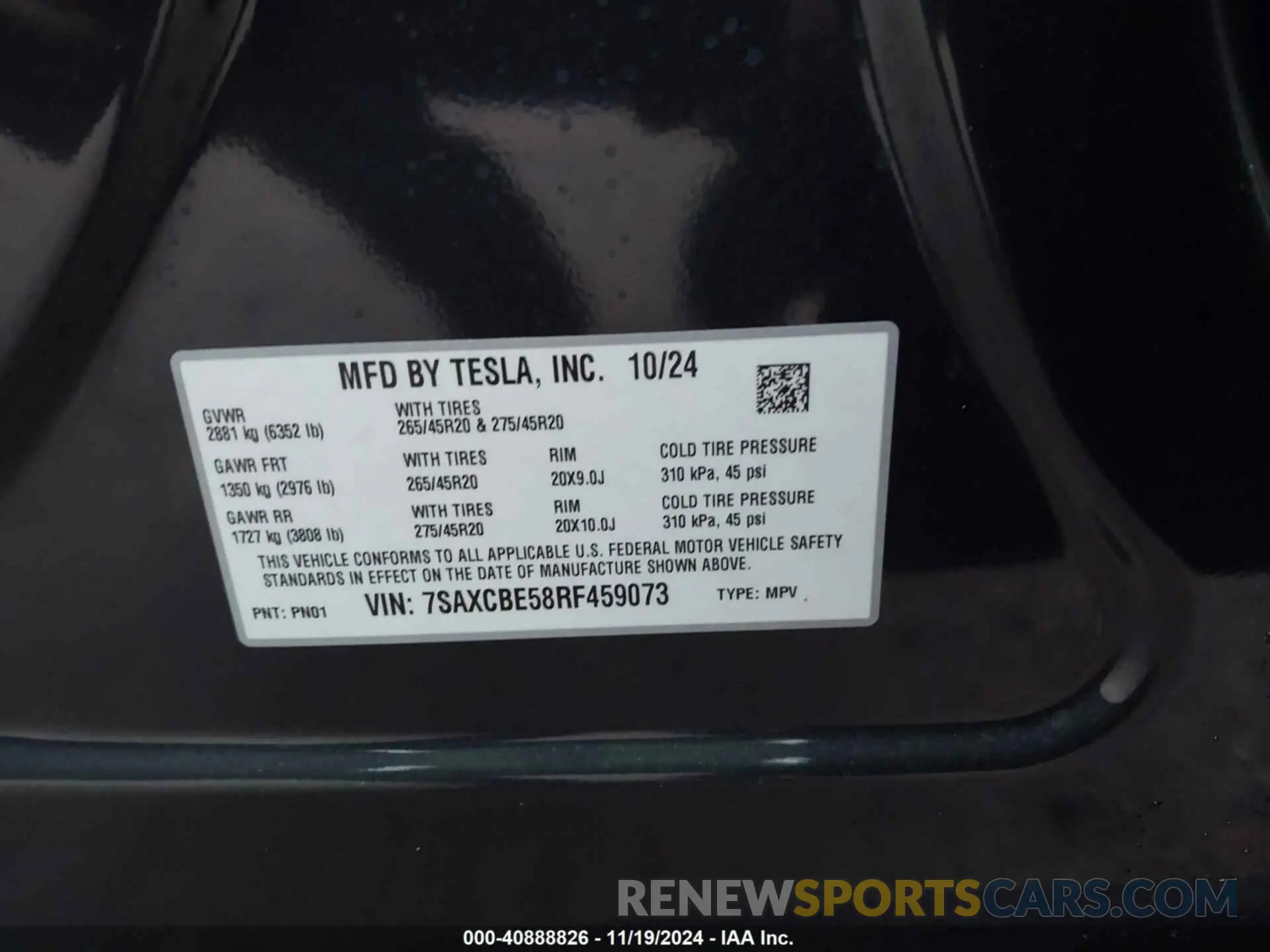 9 Photograph of a damaged car 7SAXCBE58RF459073 TESLA MODEL X 2024