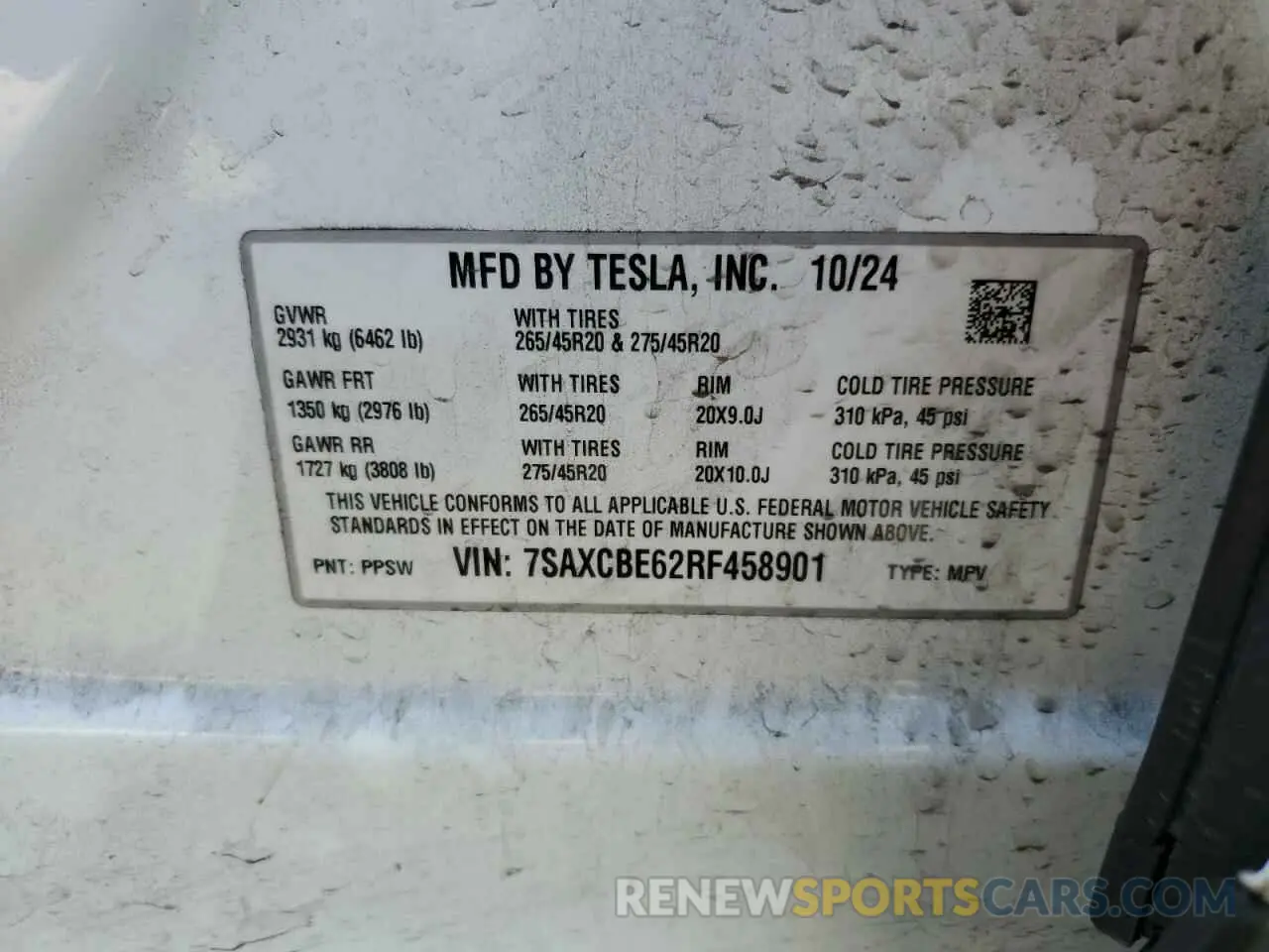 14 Photograph of a damaged car 7SAXCBE62RF458901 TESLA MODEL X 2024